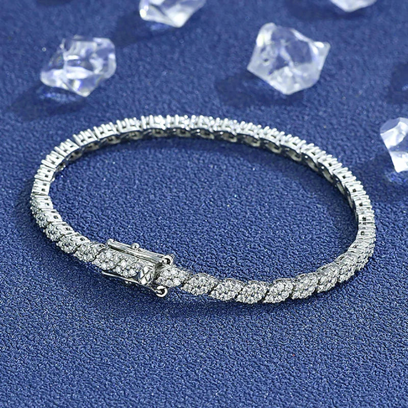 NKHOG Full Moissanite Tennis Bracelets S925 Silver Sparkling Diamond Women Men Party Wedding Bangles Jewelry Gifts GRA Certified