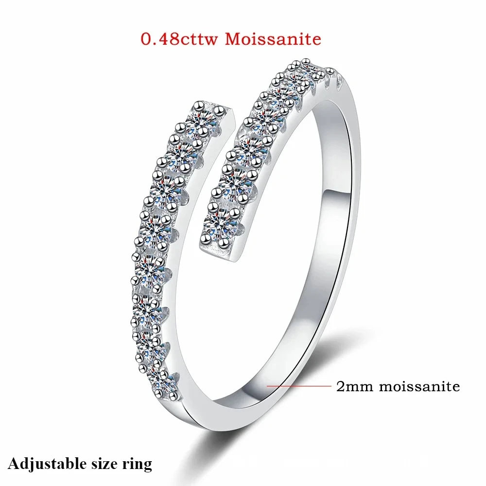 FEOBUR 3.26CT 10 Gems Full Moissanite Rings for Women 925 Sterling Silver Sparkling Lab Diamond Wedding Band Tail Ring Jewelry