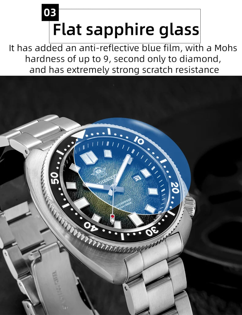 ADDIESDIVE Quartz Watches For Men Stainless Steel Sapphire Glass Male Clock Super Luminous 20Bar Waterproof Diving Watch AD2511