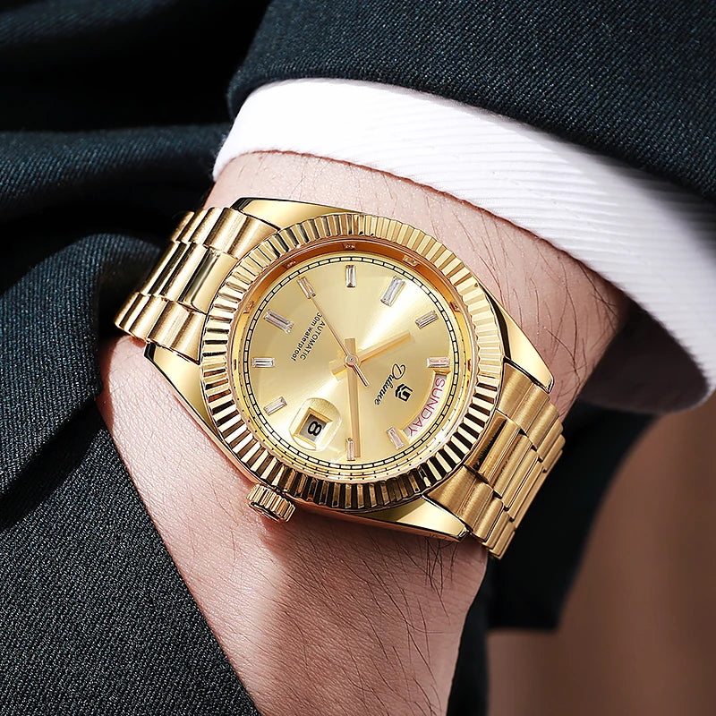 Dulunwe Datejusts Mechanical  Movement Watches For Men Automatic Mechanical Watches Calendar Waterproof Men Watch