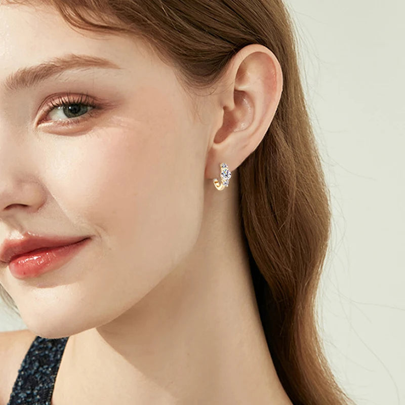 925 sterling silver moissanite fashion earrings, elegant and retro, simple and generous, suitable for daily and holiday wear