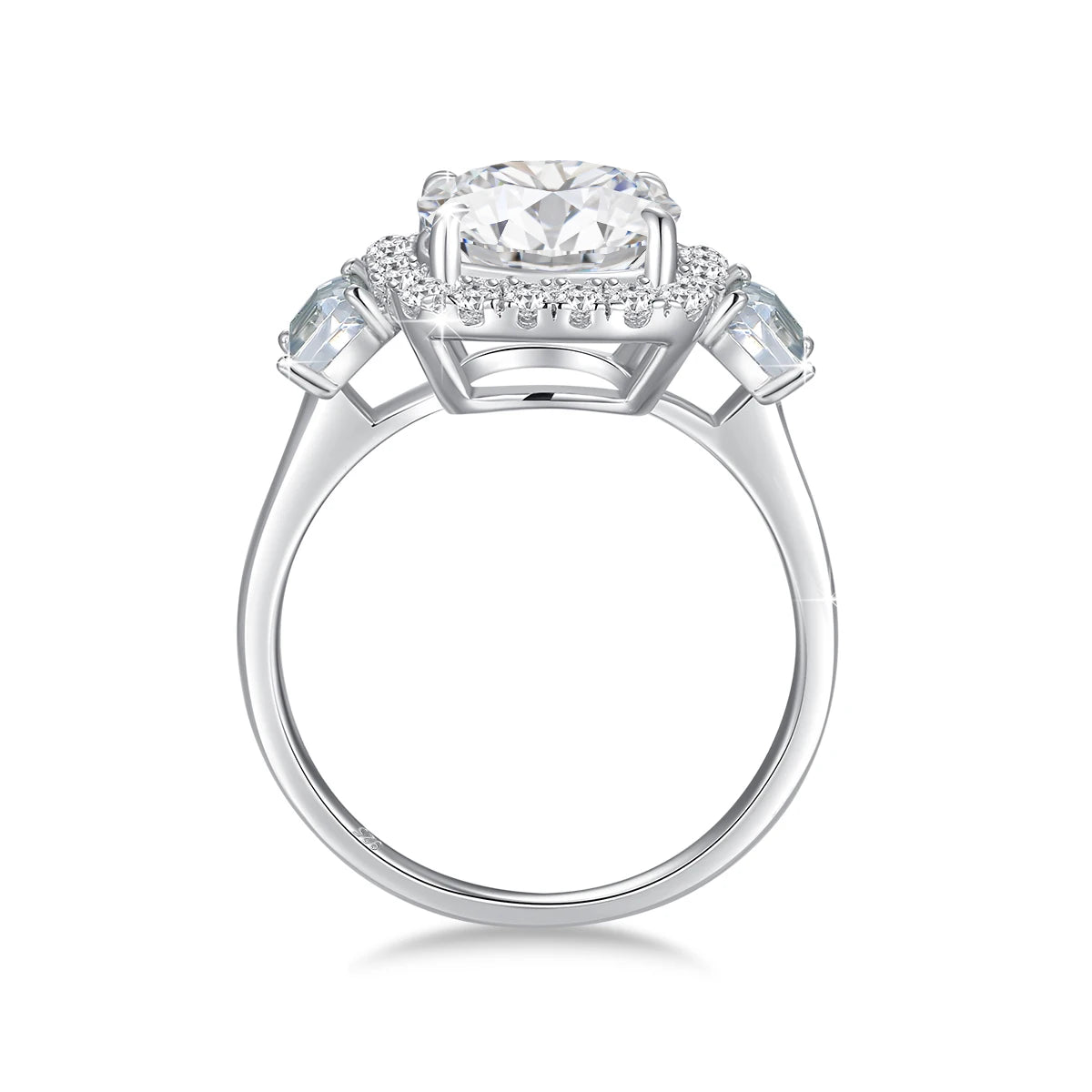 Luxury Round Cut 3.5CT Moissanite Ring for Women D VVS1 Synthetic Diamond Real S925 Silver Engagement Wedding Jewelry Pass Test