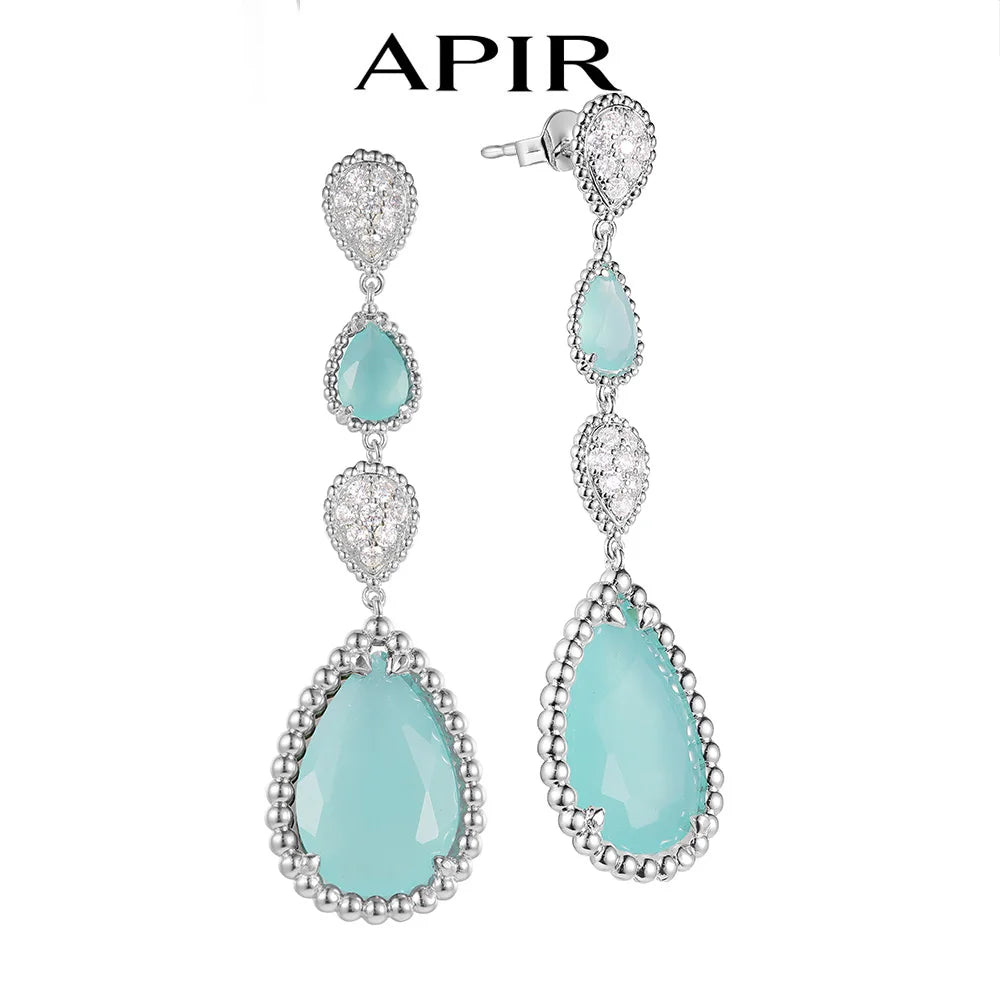 APIR Mother of Pearl Water Drop Earrings Bohemian Style Women's Earrings Chalcedony/Garnet Dangle Earrings Daily Lowest Price