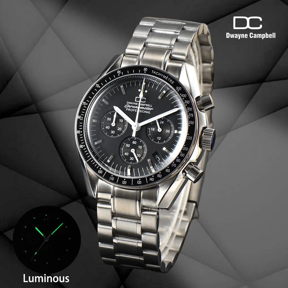 For VK63 Customized Logo Watch 40mm Waterproof Chronograph Men Moon Quartz Watches Modified By Speed Master Custom Wristwatches