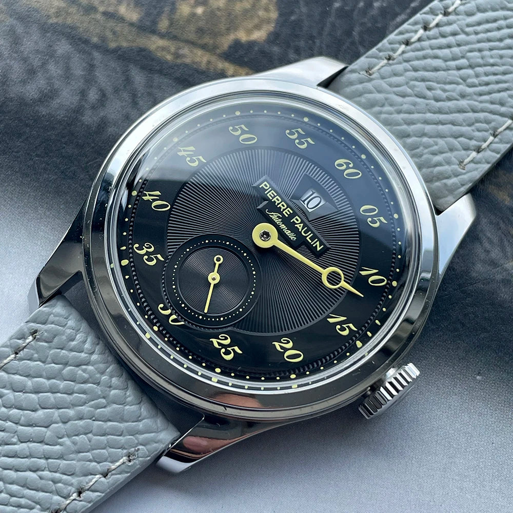 NEW Pierre Paulin Jumping Hour Men Watch Automatic St17 Mechanical Watch Steel Purplewatch Vintage Date Window 38mm Metal