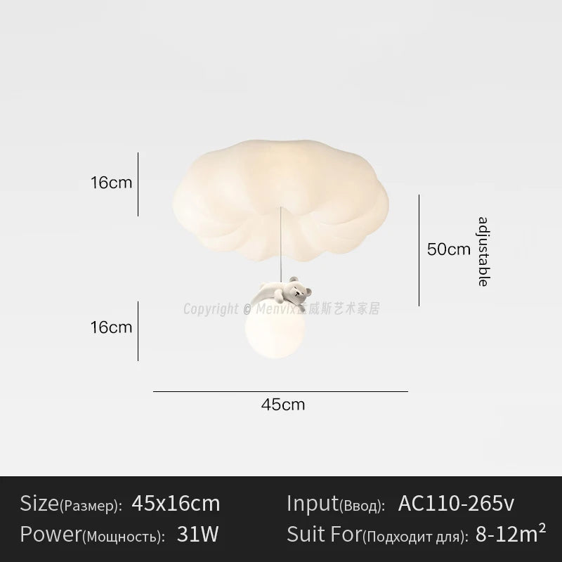 Menvix Bear Cream Modern Ceiling Light Simple Indoor Wall Lamps for Living Room Bedroom - 2025 Style Lighting Decoration