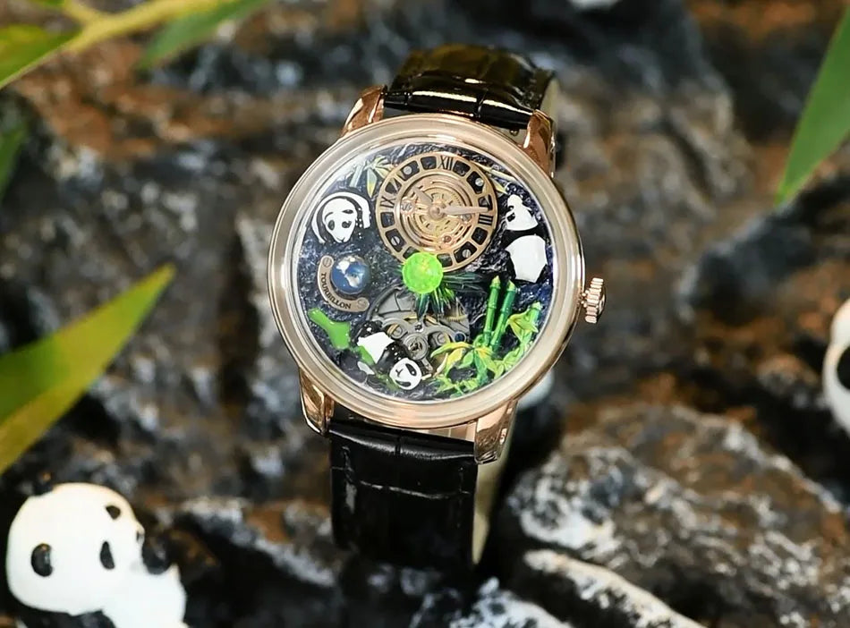 2025 PINDU New Panda Series National Treasure Symbol Men Mechanical Watch Rotating Crystal Ball 45.5MM Wristwatches Men M2791B