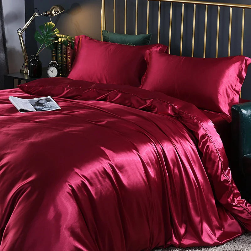 High End Mulberry Silk-Blending Fabric Duvet Cover Set Luxury King Size Bedding Set Silky Quilt Cover and Pillowcase No Sheet