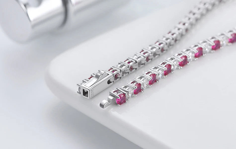 Rinntin Genuine 925 Sterling Silver Tennis Chain Bracelet Handmade High-end Luxury Hand Chain for Men Women Jewelry Gift SB128