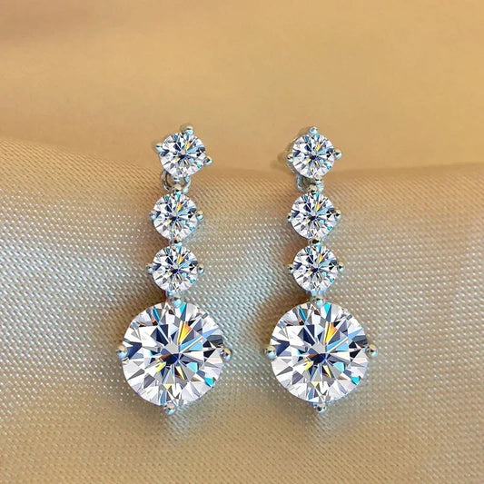 NKHOG S925 Silver Moissanite Drop Earrings For Women 2.6 Carat Real Moissanite Lab Diamond Engagement Wedding Fine Jewelry Gift