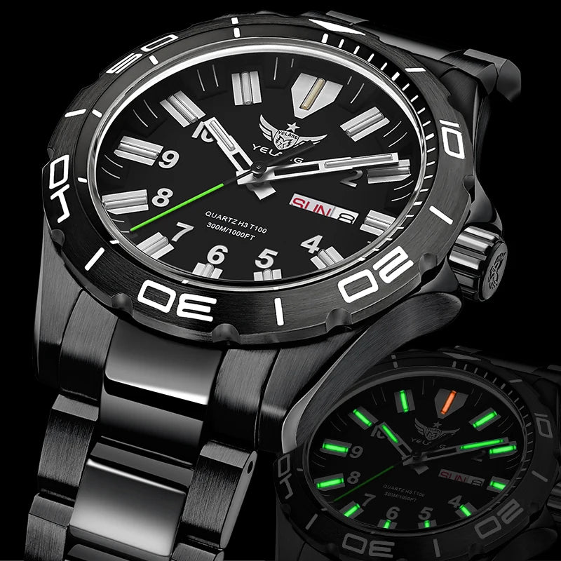 Yelang's New Design 42mm 10 Year Ultra Long Range Men's Quartz Watch 30ATM Professional Waterproof Swiss Eternal Gas Glow
