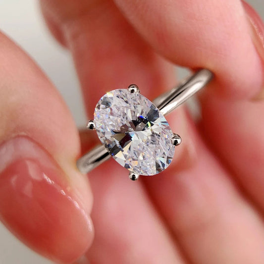 1/2/3 Carat Oval Cut Moissanite Engagement Rings for Women  Certified 925 Sterling Silver Solitaire Lab Diamond Wedding Band