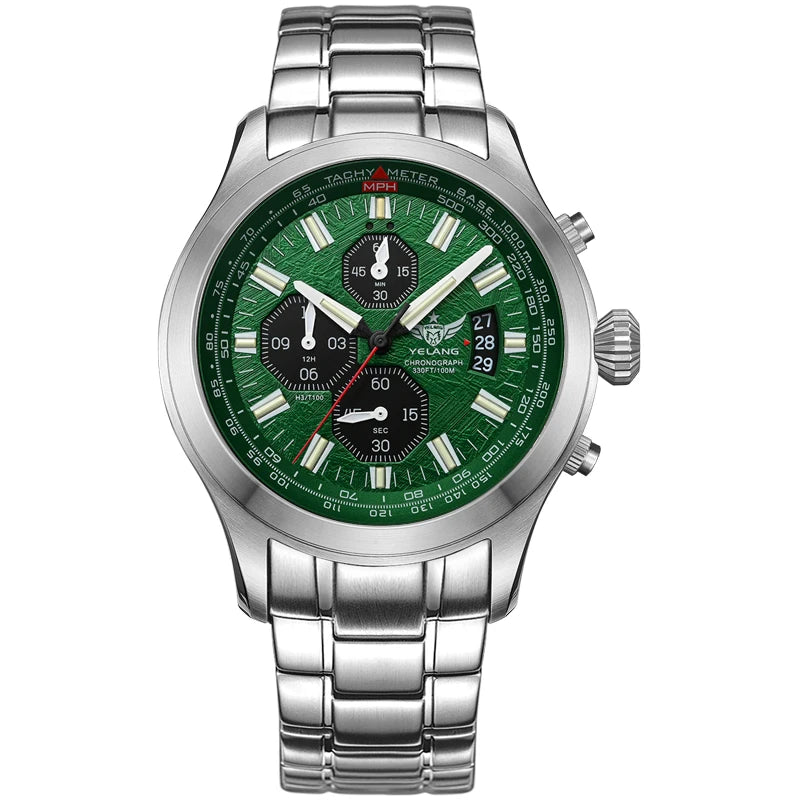 Yelang V1029S Men's Quartz Watch Japan OS00 Movement Business Luminous Stainless Steel 10Bar Waterproof Sports Watches