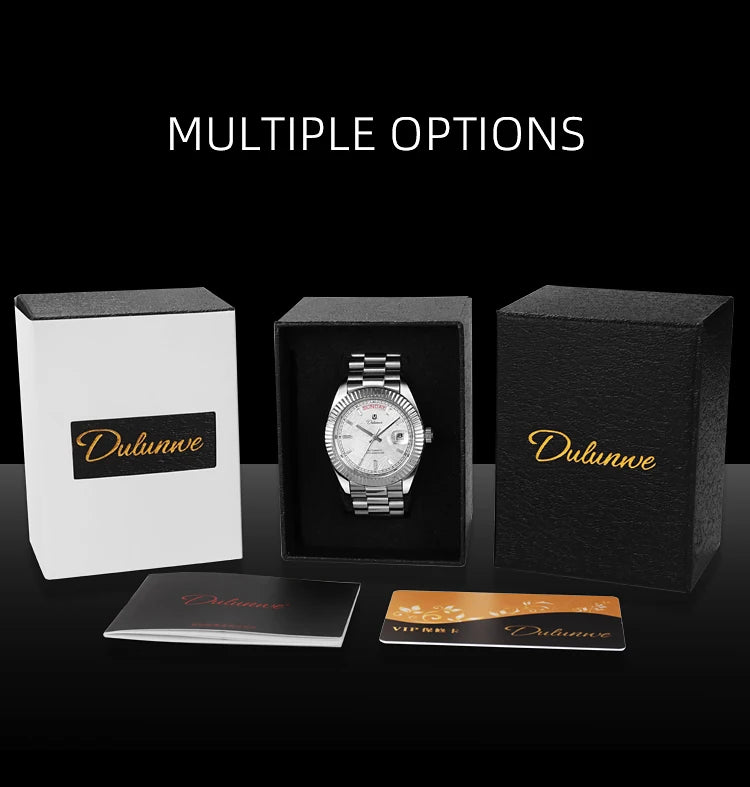 Dulunwe Datejusts Mechanical  Movement Watches For Men Automatic Mechanical Watches Calendar Waterproof Men Watch