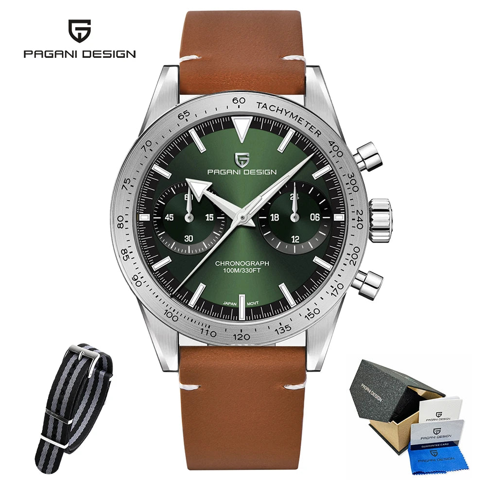 PAGANI DESIGN 2025 New Men Quartz Watch Exquisite Craftsmanship Luxury Classic Style Sapphire Glass Chronograph 100m Waterproof