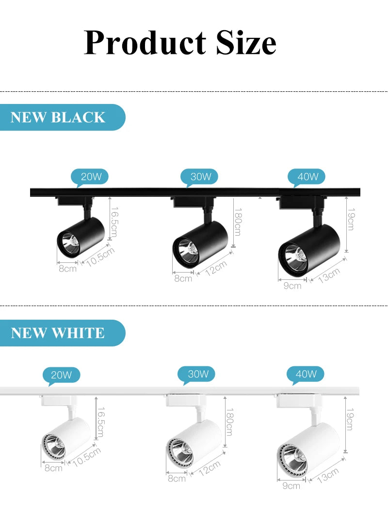Full Set Led Track Light Fixture Rail 110-220V COB Ceiling Track Lamp 20/40W Spot Lighting For Clothing Shop Living Room Home