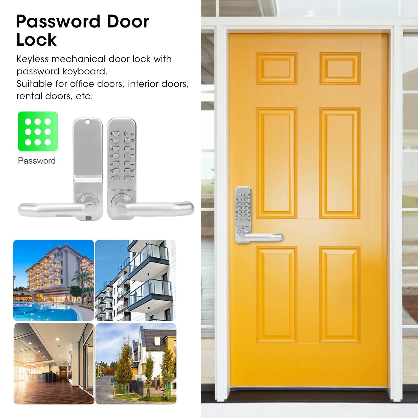 Password Door Lock Smart Door Lock Smart Mechanical Door Lock Digital Password Entry Non‑Power Anti‑Theft Safety Home Access