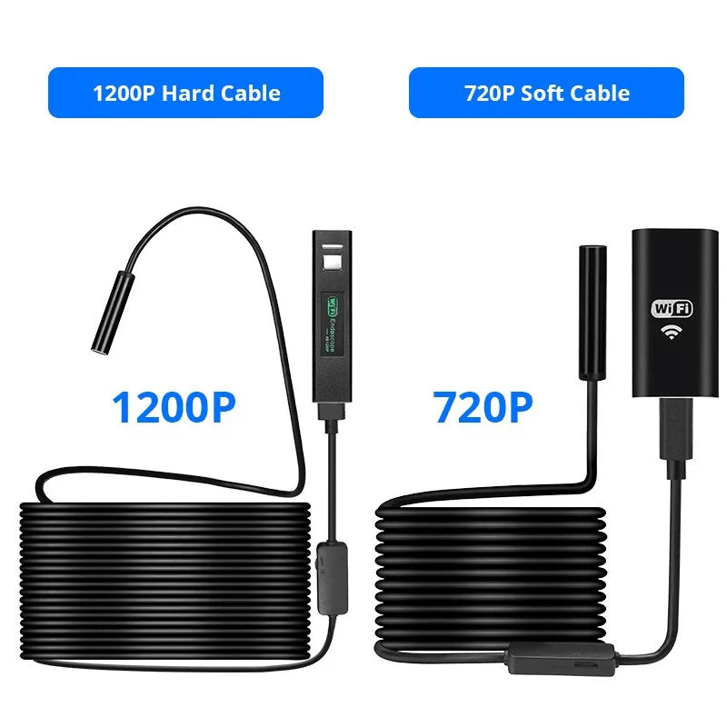 KERUI 1200P/720P WLAN Endoskop Wasserdichte Inspektions-Schlangenkamera USB Boreskop für Autos für iPhone & Android Smartphone