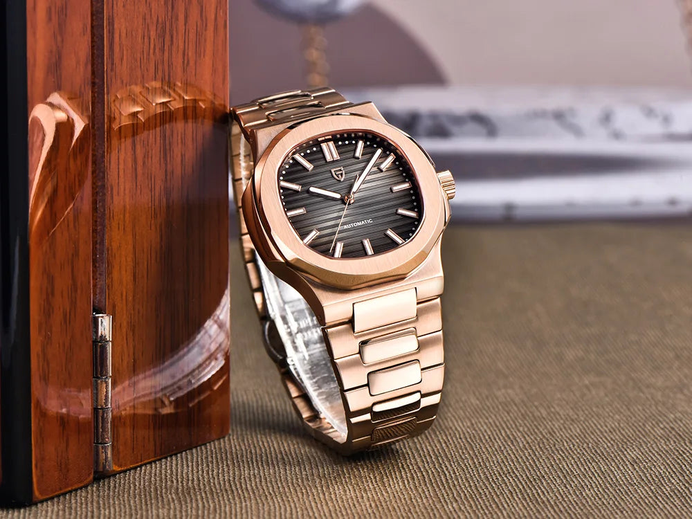 2025latest Pagani design rose gold top luxury automatic men's watch fashion AR Sapphire crystal mechanical watch men's gift10BAR