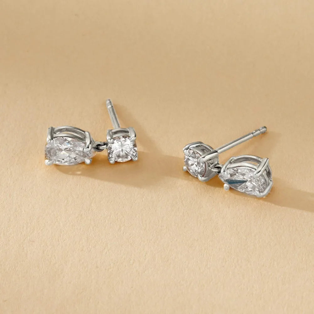 Certified Pear/Round Cut Moissanite Diamond Drop Earrings for Women 100% 925 Sterling Silver Waterdrop Shape Stud Earring