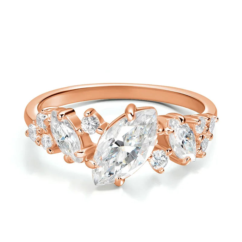 Smyoue 1.84cttw Marquise Cut Moissanite Wedding Ring for Women Luxury Quality Sterling Silver 925 Lab Diamond Band Certified