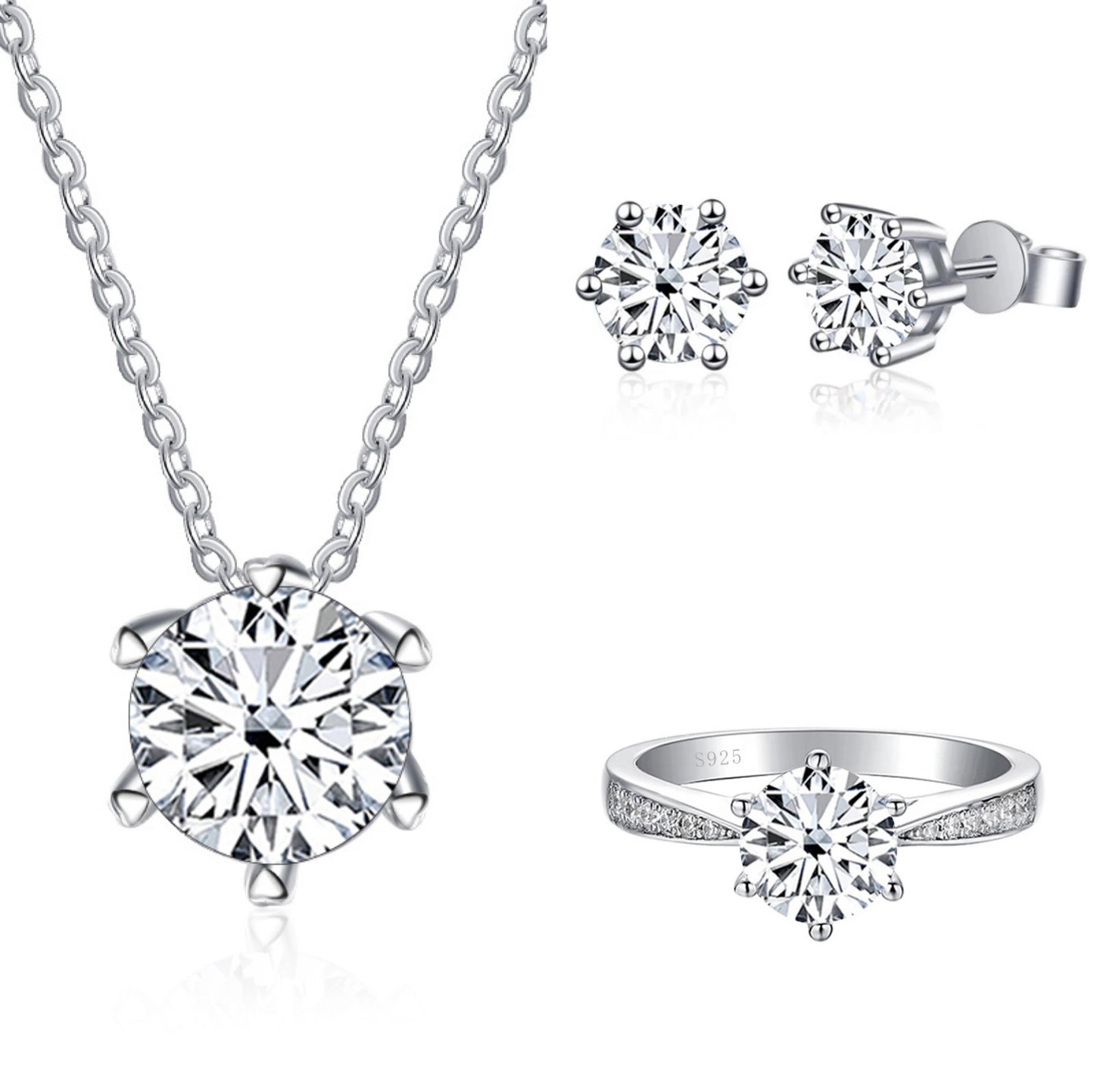 Earrings JoyceJelly Moissanite Jewelry Set With 1CT D Color VVS 3EX moissanite stone pass diamond test Wedding Luxury Fine Jewelry gift