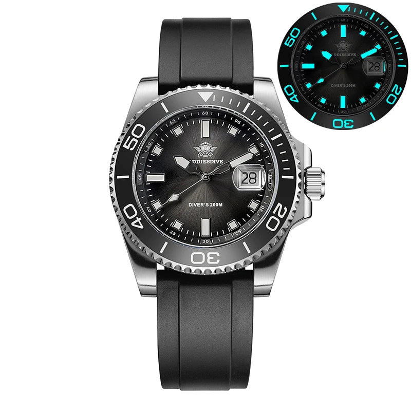 ADDIESDIVE New Men Watch AD2089 Diver 200m Waterproof Wristwatch Ceramic Bezel Luminous 316L Stainless Steel Quartz Watch AD2089