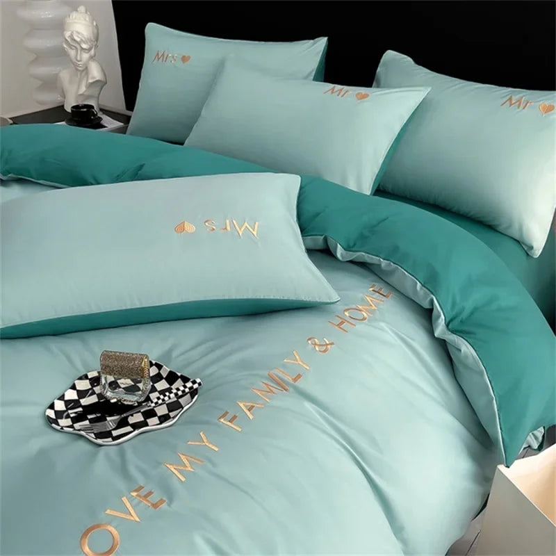 Luxury Nordic Egyptian Cotton Bedding Set King Queen Double Twin Size with Sheet Duvet Cover Pillowcase 1/2 People Bedroom Decor