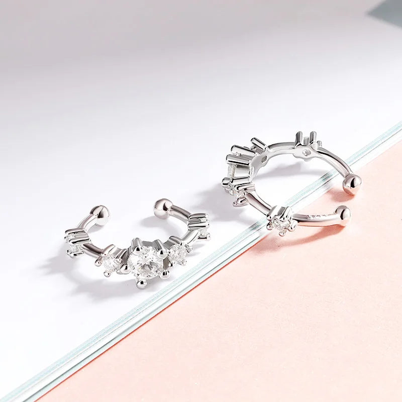 Smyoue 0.64cttw Full Moissanite Clip Earrings Women Luxury Quality Hip Hop Party Jewelry S925 Sterling Silver Plated Platinum