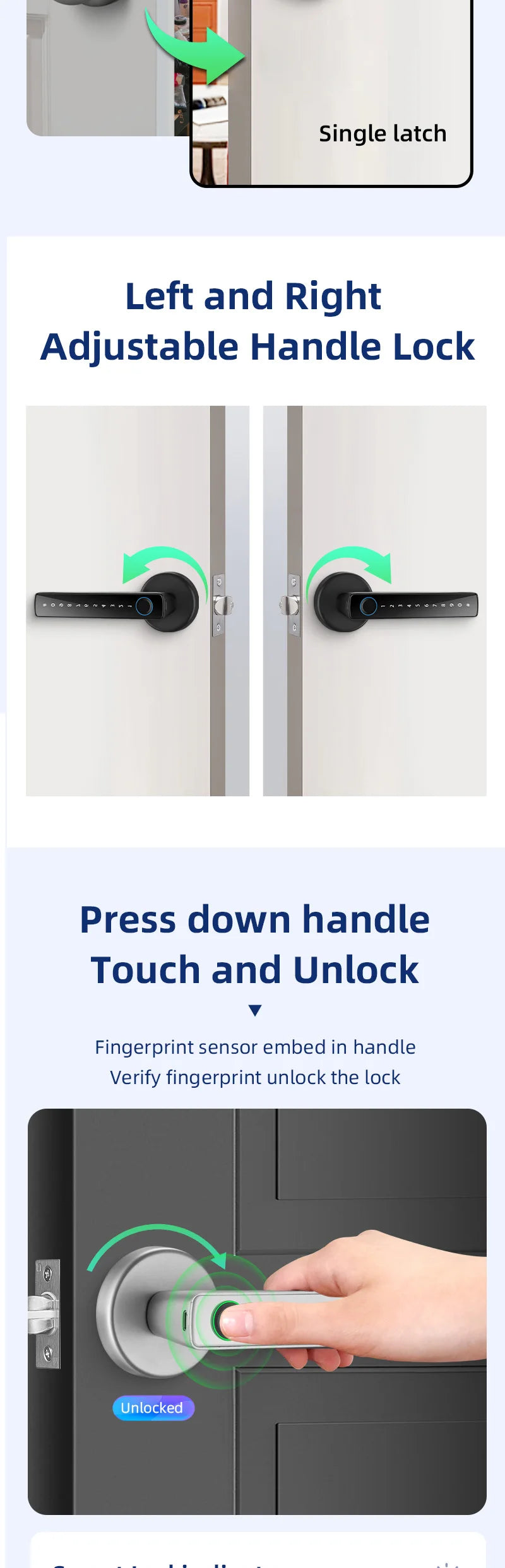 XSDTS Smart Door Lock Handle With Fingerprint Key card Digital Door Lock Keypad Key Entry electronic lock Do Brasil Sem taxas