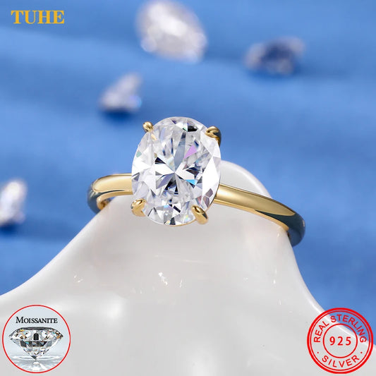 GRA Certified 1.5-3ct Oval Moissanite Diamond Rings Women S925 Sterling Silver Engagement Wedding Anniversary Ring Jewelry Gifts