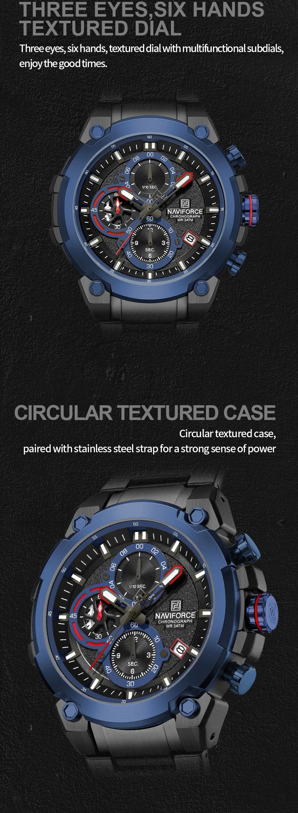 NAVIFORCF Mens Military Watches Luxury Wrist Watch Quartz Clock Watch Hot Fashion Men Waterproof Chronograph Relogio Masculino