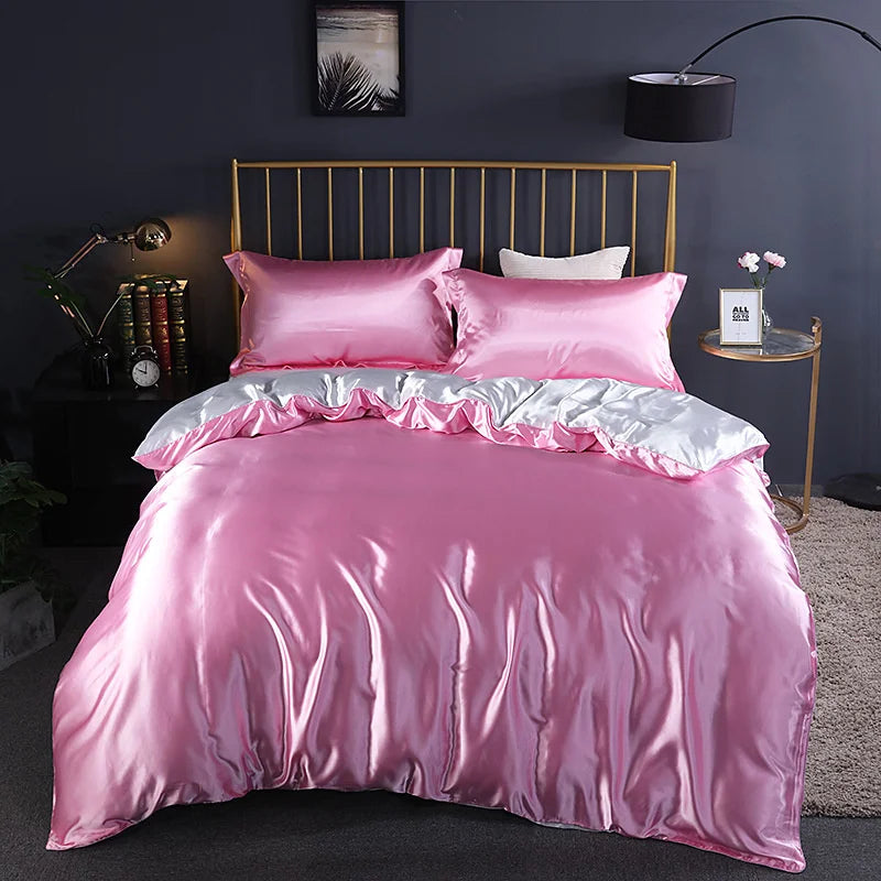 High End Mulberry Silk-Blending Fabric Duvet Cover Set Luxury King Size Bedding Set Silky Quilt Cover and Pillowcase No Sheet