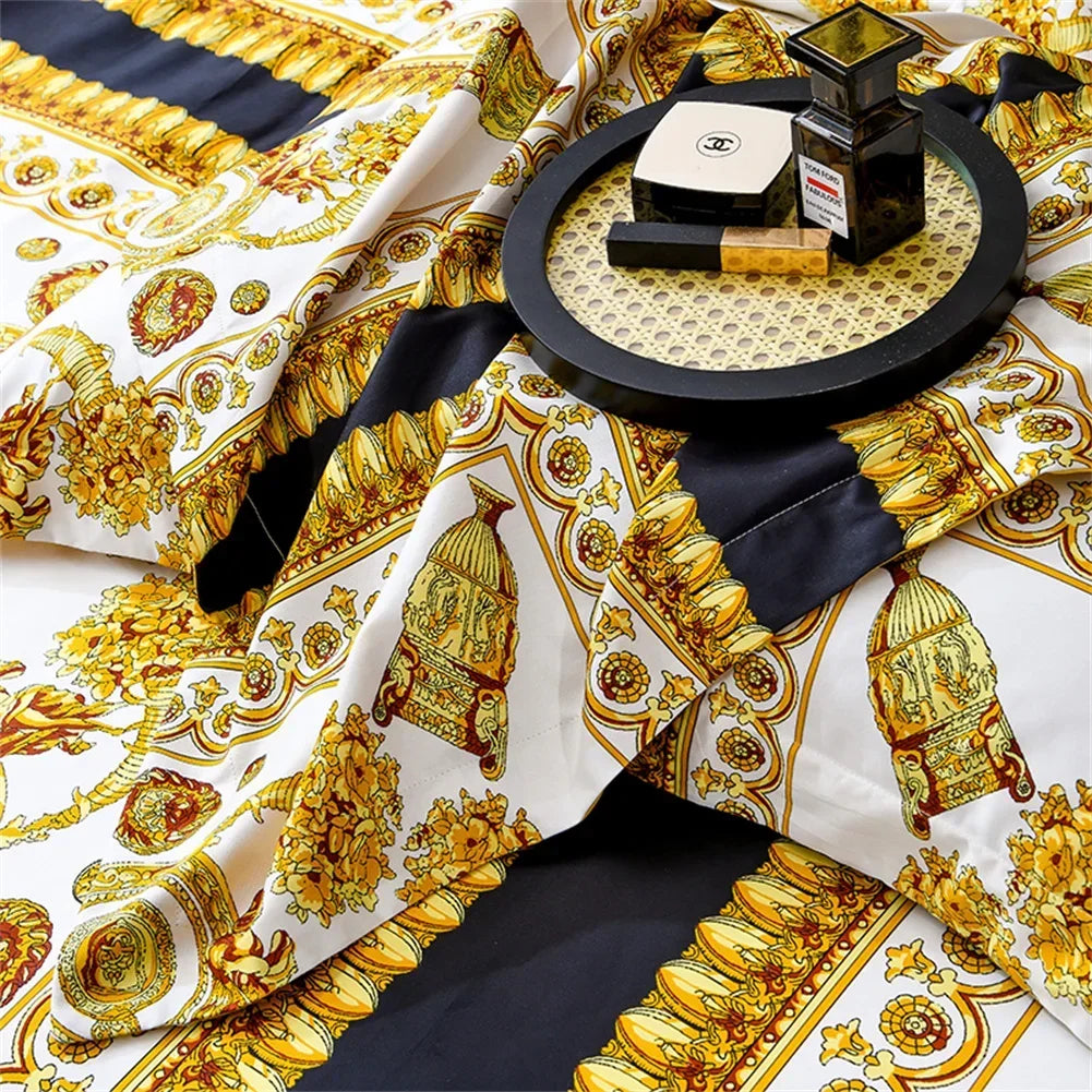 Svetanya 1200TC Golden Egyptian Cotton Bedding Set King Queen Size Sheet Duvet Cover Pillowcase  Linens （custom-made Size）