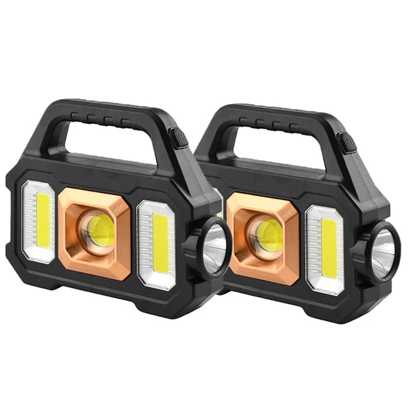 Solar Rechargeable Flashlight  Zoomable Waterproof  COB LED Torch Brightly Light Portable Powerful Lantern  for Camping