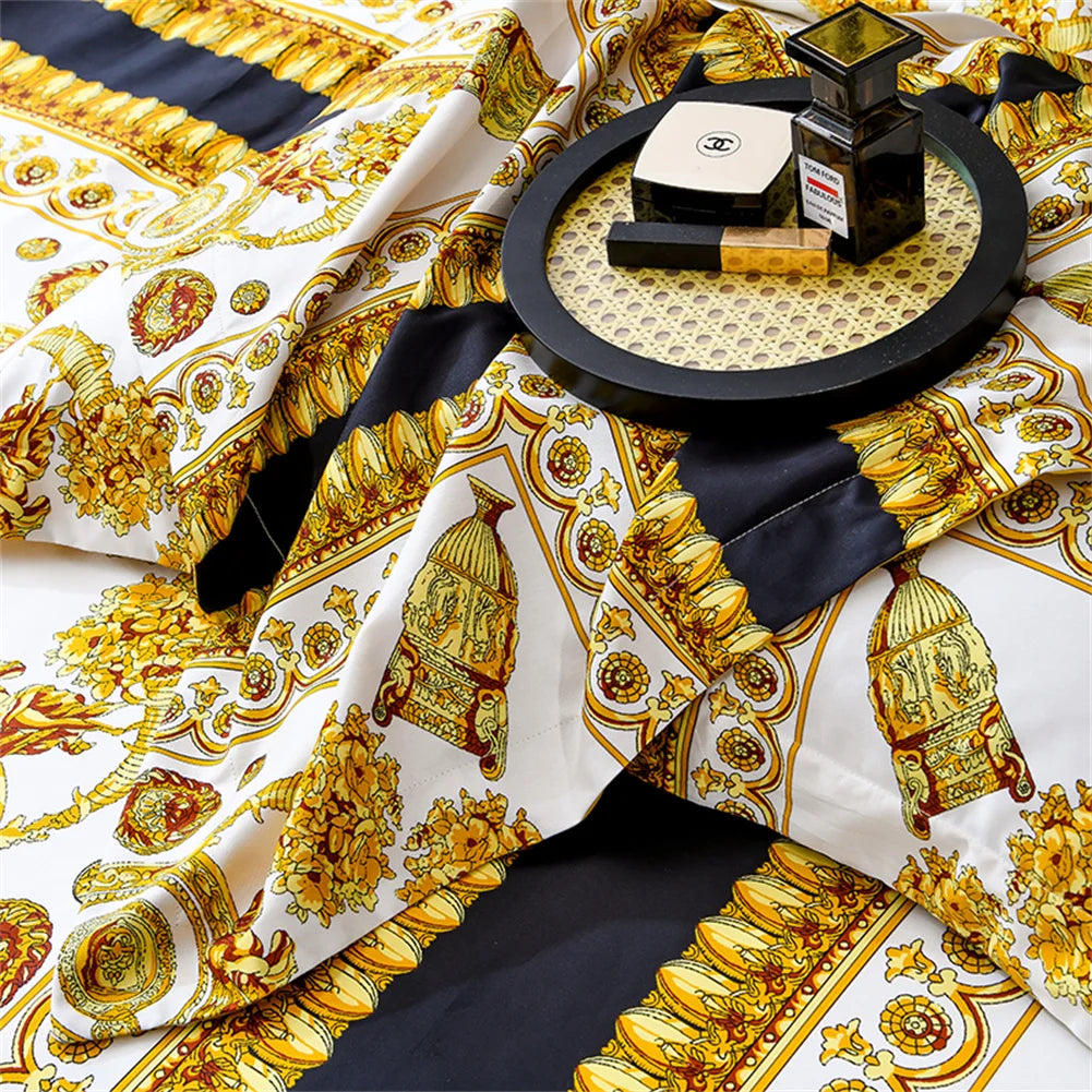 Svetanya 1200TC Golden Egyptian Cotton Bedding Set King Queen Size Sheet Duvet Cover Pillowcase  Linens （custom-made Size）