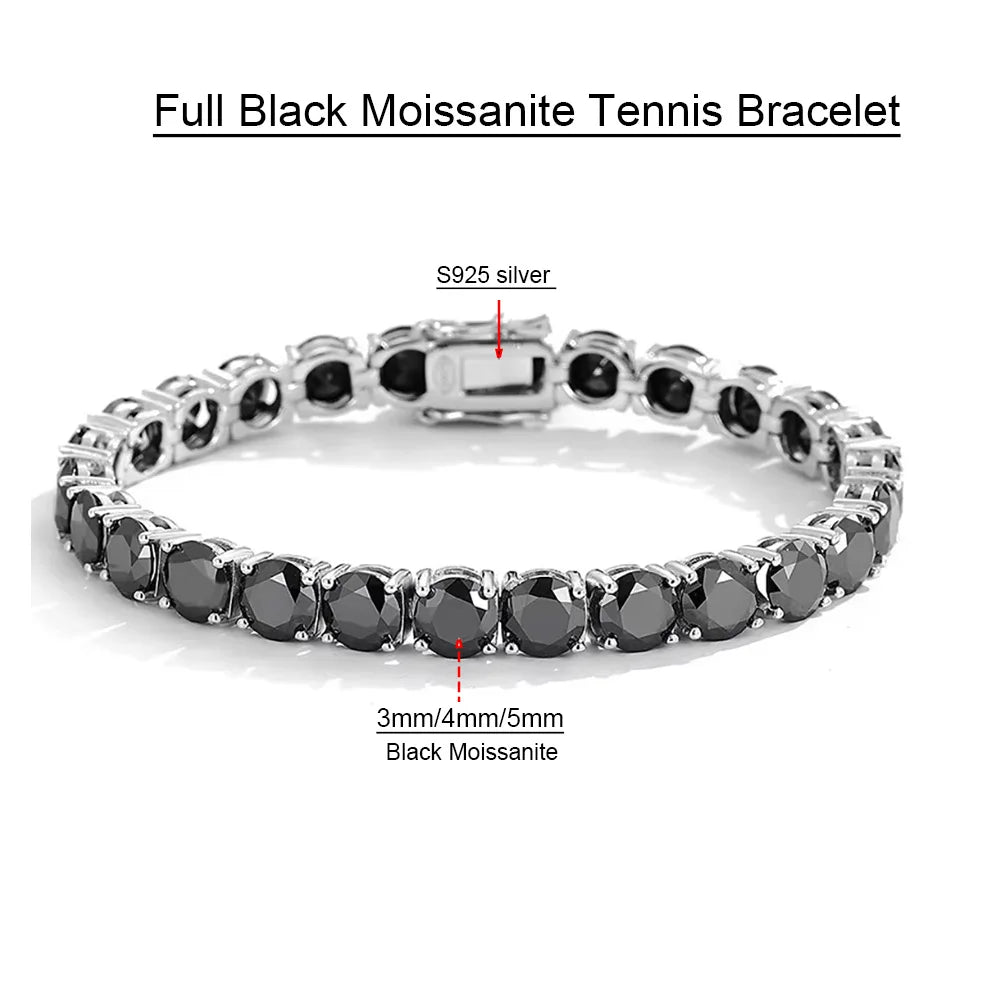 Serenity 3mm 5mm Royal Blue Moissanite Tennis Bracelet Women Man S925 Sterling Silver Bracelet Plated 18K Hand Chain Anniversary