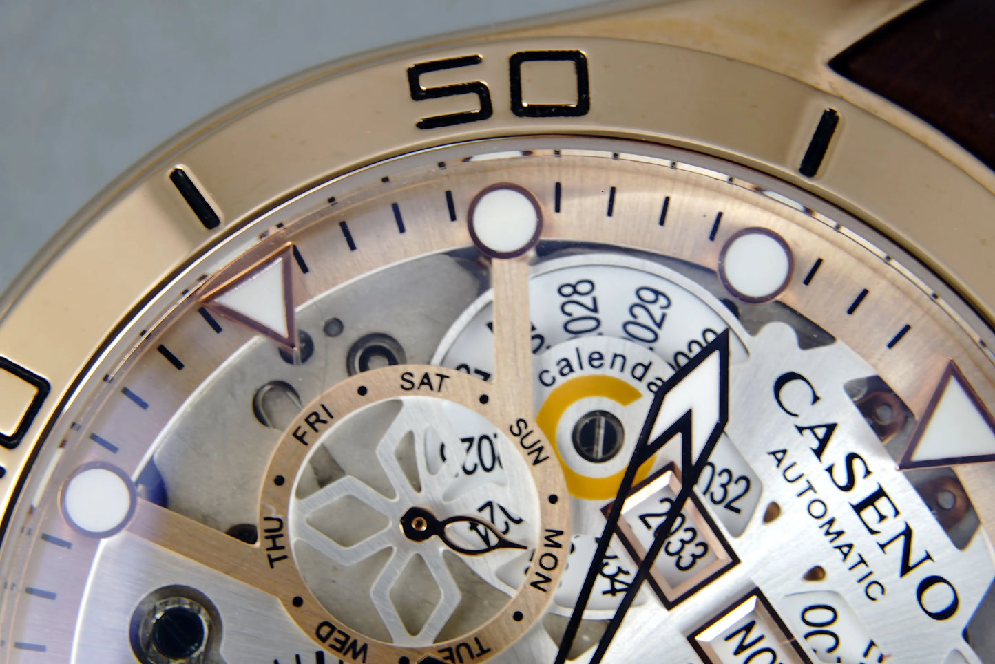 CASENO brand bubble perpetual calendar fully automatic tourbillon large dial mechanical watch belt watch -58284G