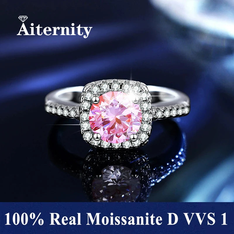100% Real Moissanite Ring Adjustable Size S925 Sliver D VVS1 Pass Diamond Test Pen GRA Certificate 18K Plating Rings for Women