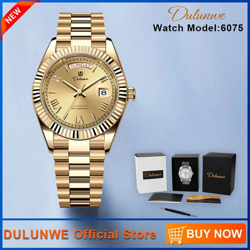 Dulunwe Datejusts Mechanical  Movement Watches For Men Automatic Mechanical Watches Calendar Waterproof Men Watch