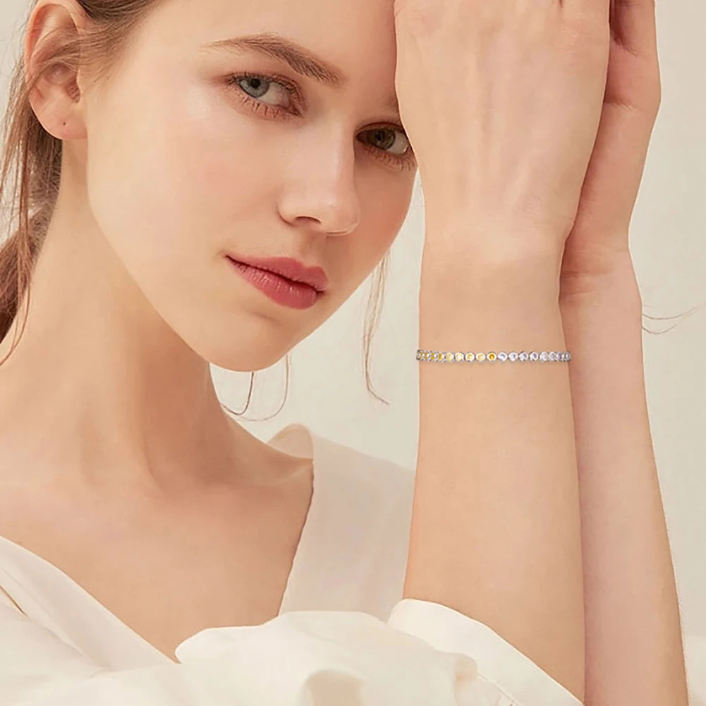 ORSA JEWELS Authentic 925 Sterling Silver Tennis Chain Bracelet Moulding Process Hanmade High-end Hand Chain for Man Woman SB128