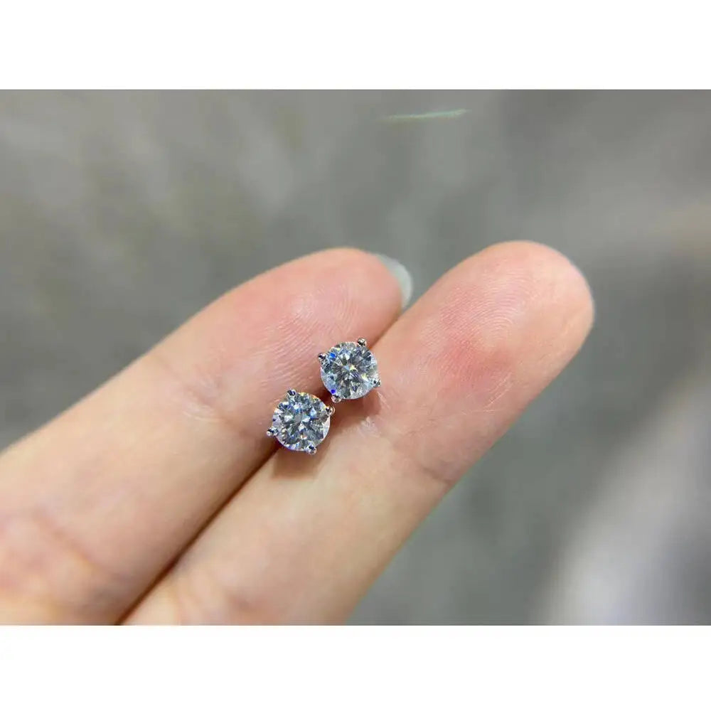 TY 2.0ct Moissanite Earrings For Women Lab Grown Dia Ear Studs Sterling Sier Fine Jewelry Gift S925 Sterling Silver Earrings