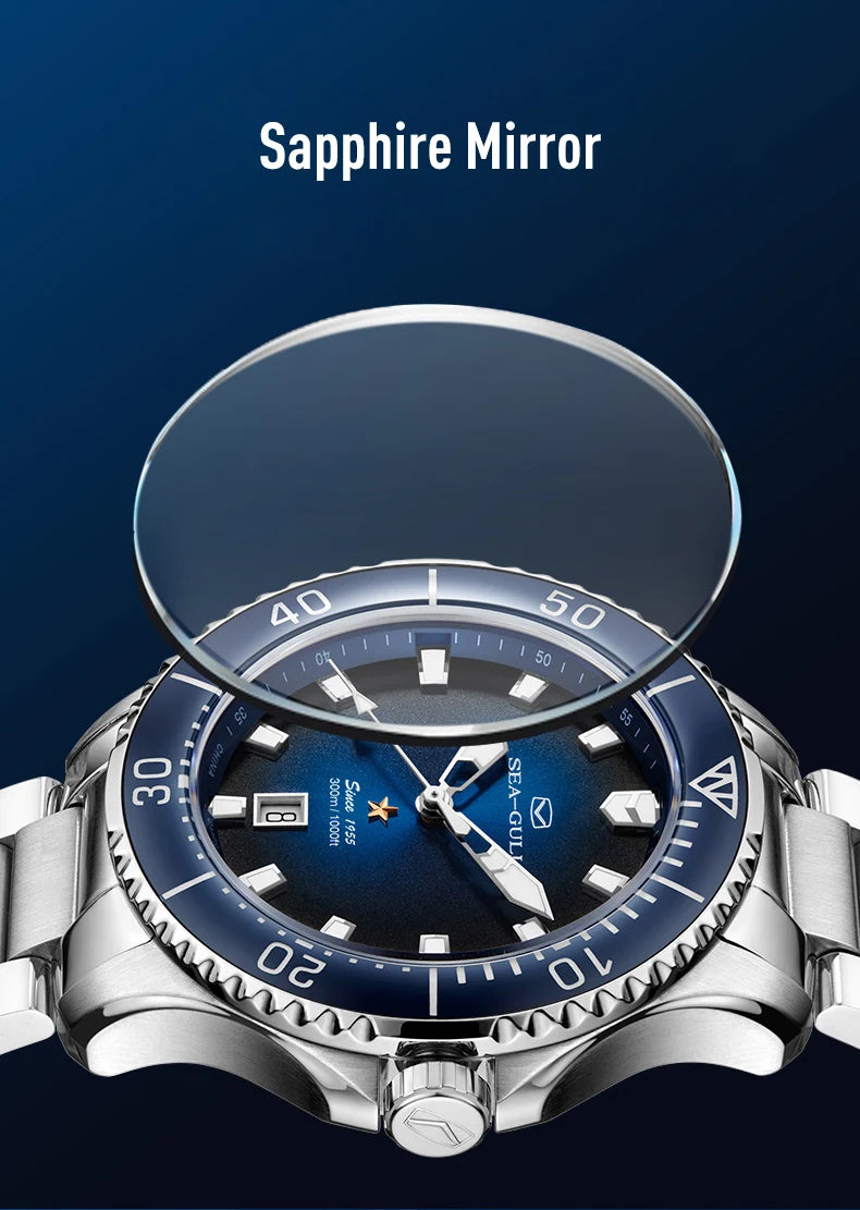 Seagull 40mm Ocean Series Pro Wristwatch relogio masculino Men's Automatic Mechanical Watch 300m Diving Sapphire Crystal 1213