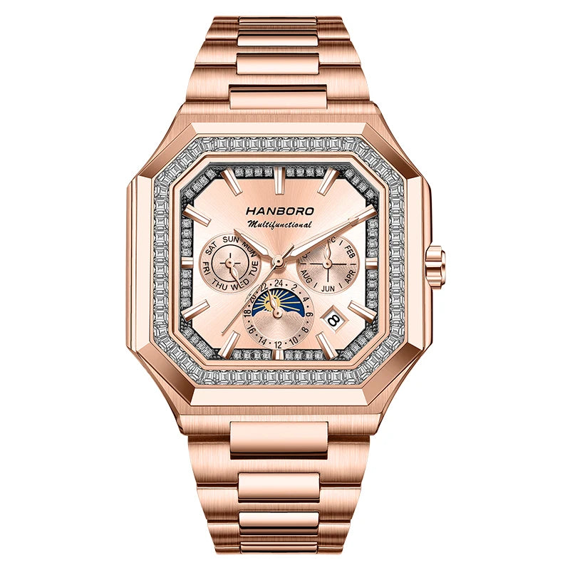 HANBORO Square Men's Fully Automatic Mechanical Watch Multi functional Fashion Trend Watch