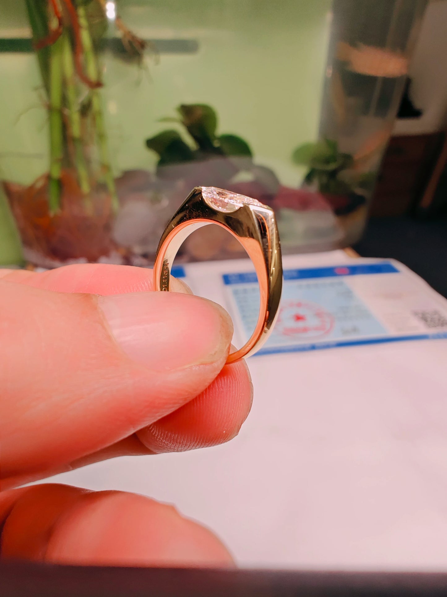 wholesale lab grown HPHT CVD Horse 's-eye cut with IGI certificate diamond lab grown diamond 1ct 14K gold rings Spot goods