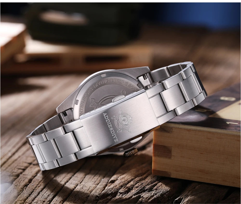 ADDIESDIVE Top Brand 39mm Quartz GMT Watches 20Bar Waterproof Luminous Bubble Mirror Sport Glass Watch for Men Relogio Masculino