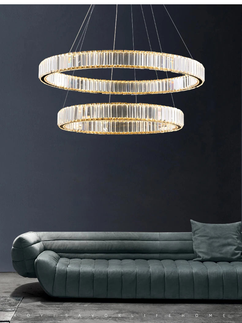 Modern Living Room Crystal Chandelier Led Remote Control Dimmable Led Pendant Lights Luxury Steel Adjust Hanging Lamp Fixture