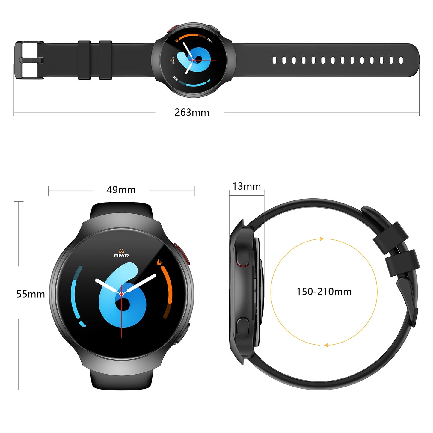 AIWR Orbit Smart Watch, GPS, 1.43'' AMOLED, AI Watch Faces ChatGPT, ENC Call, Heart Rate Monitor 5ATM Waterproof for Android iOS