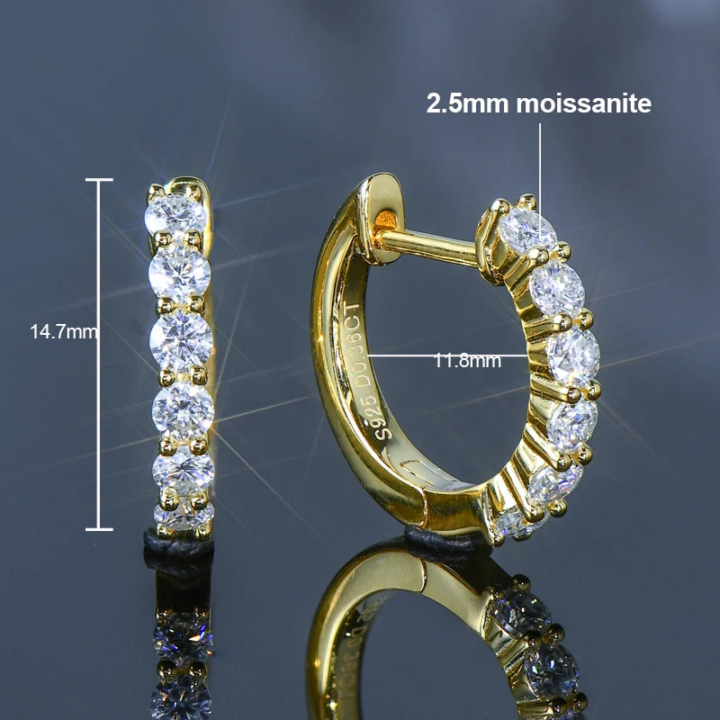 IOGOU Classic Earrings 925 Silver 4mm 3.5mm 2.5mm 3mm Moissanite Diamond Hoop Earrings for Women Wedding Engagement Party Jewel