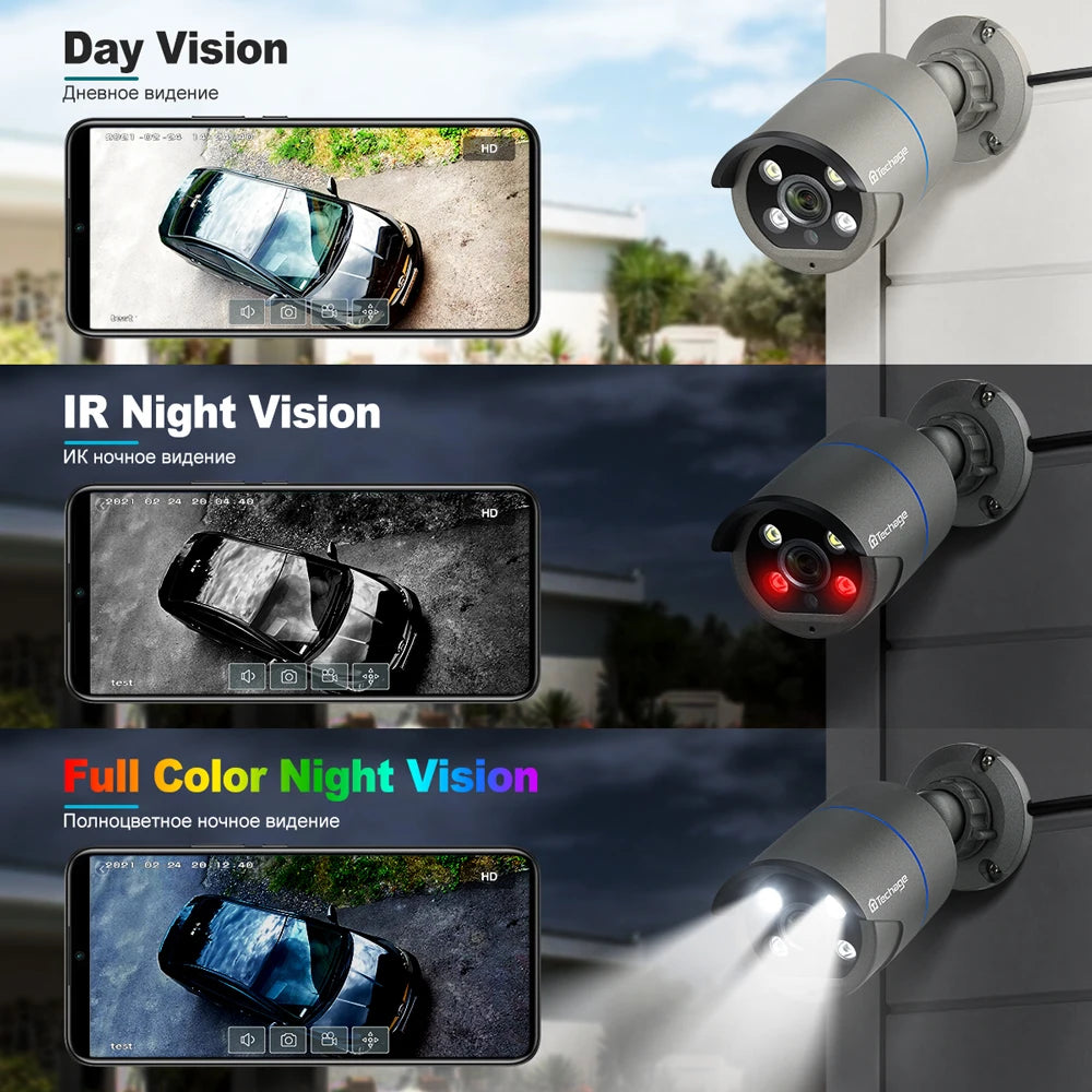 Techage 8CH HD 4MP POE Surveillance Camera CCTV Security System H.265 Face Detect Outdoor Two-way Audio IP Camera P2P Video NVR